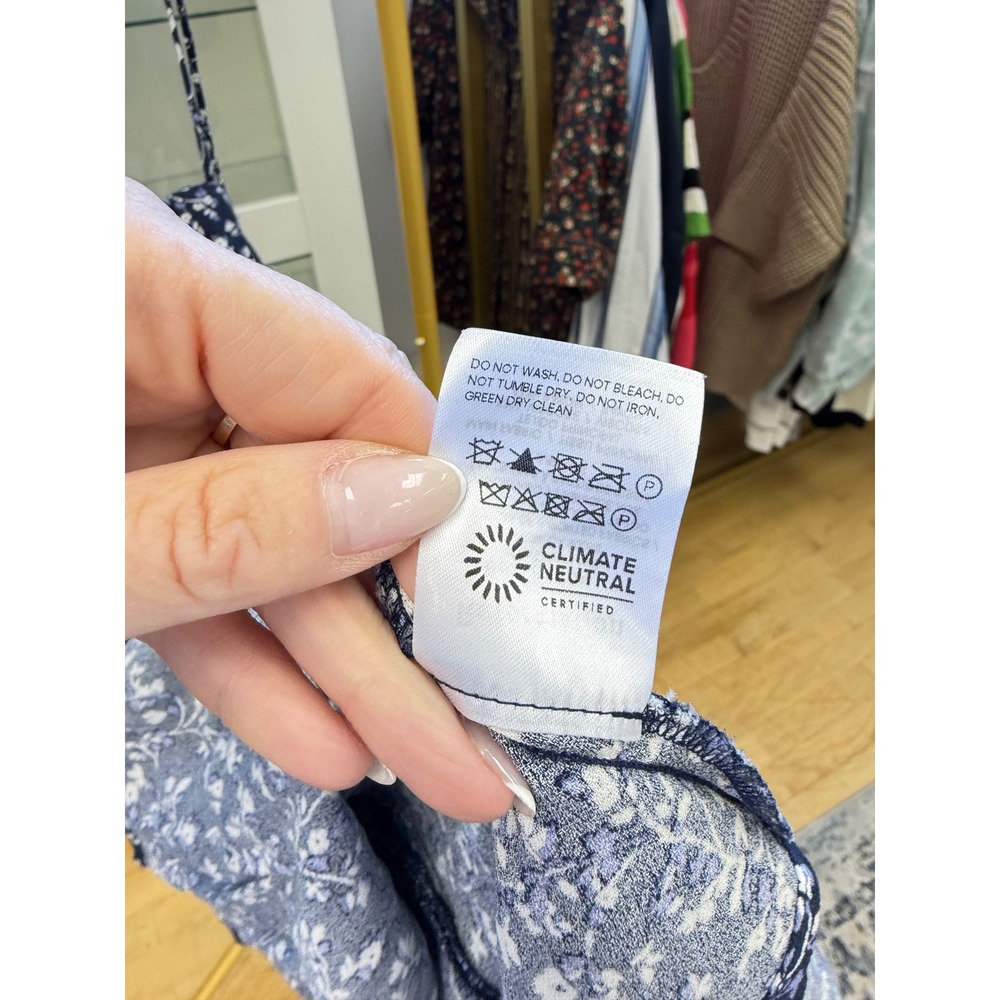 Reformation Saskia Dress Floral Midnight Blue Navy Bustier Mini Sz 2 EUC Boho - Picture 13 of 14